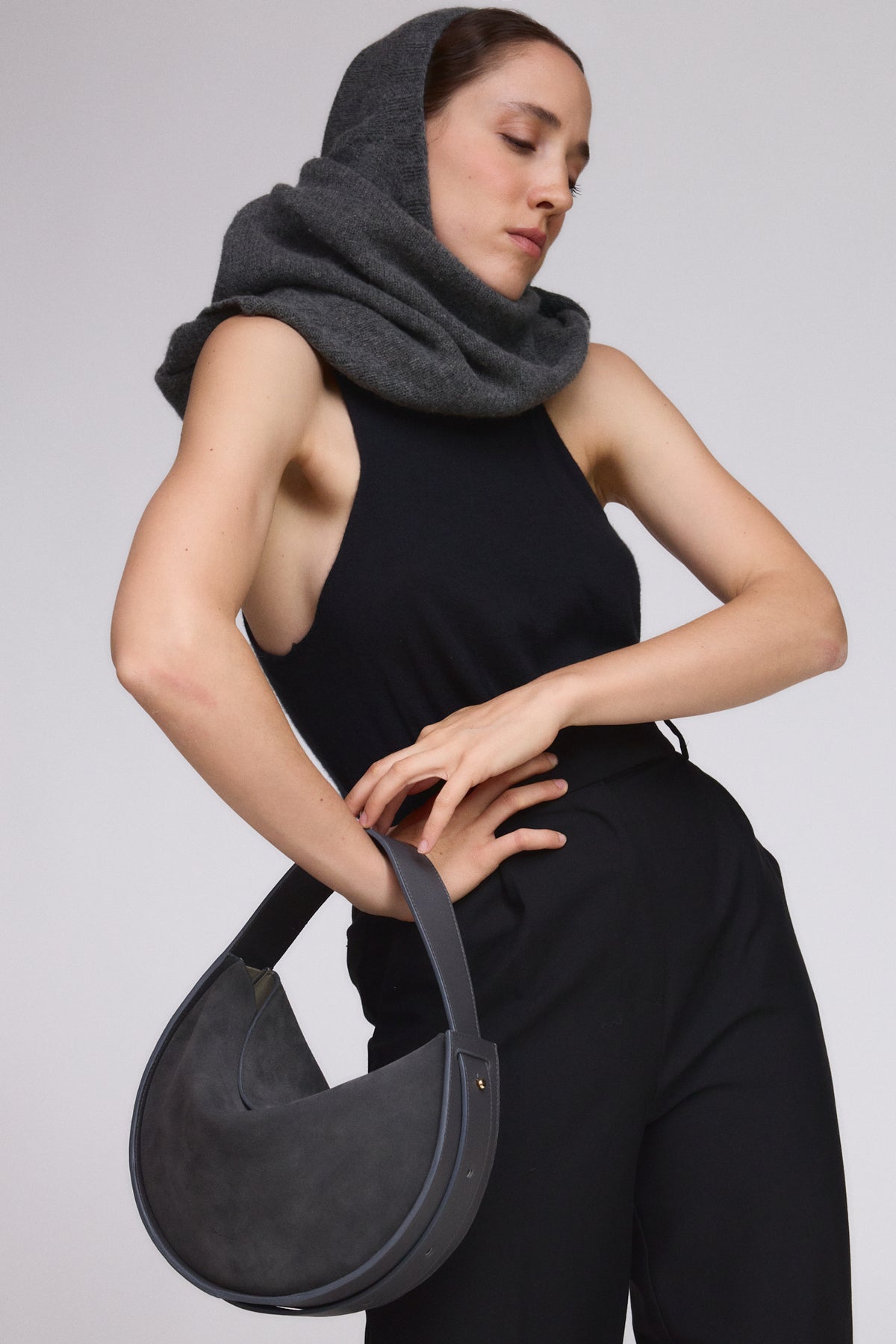 ALMA BORSA A SPALLA GRIGIO SUEDE