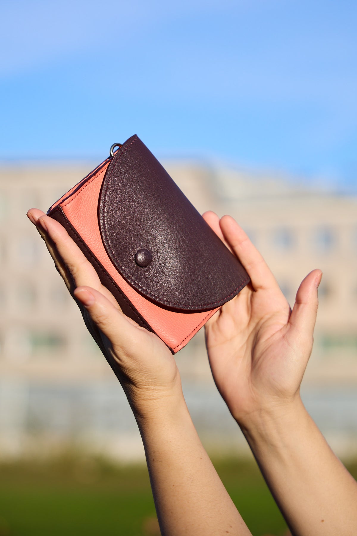 Mini Pouch bicolor corallo-mosto