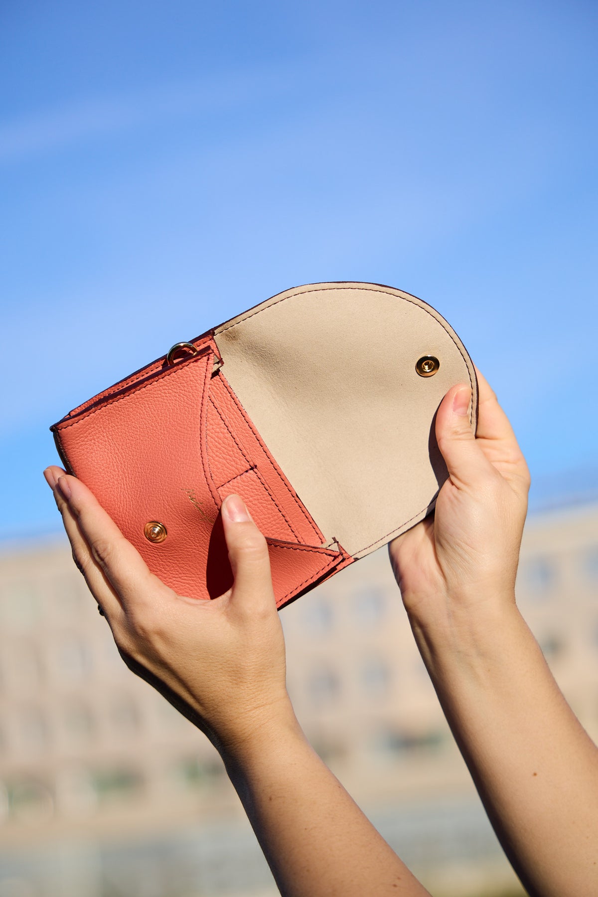 Mini Pouch bicolor corallo-mosto