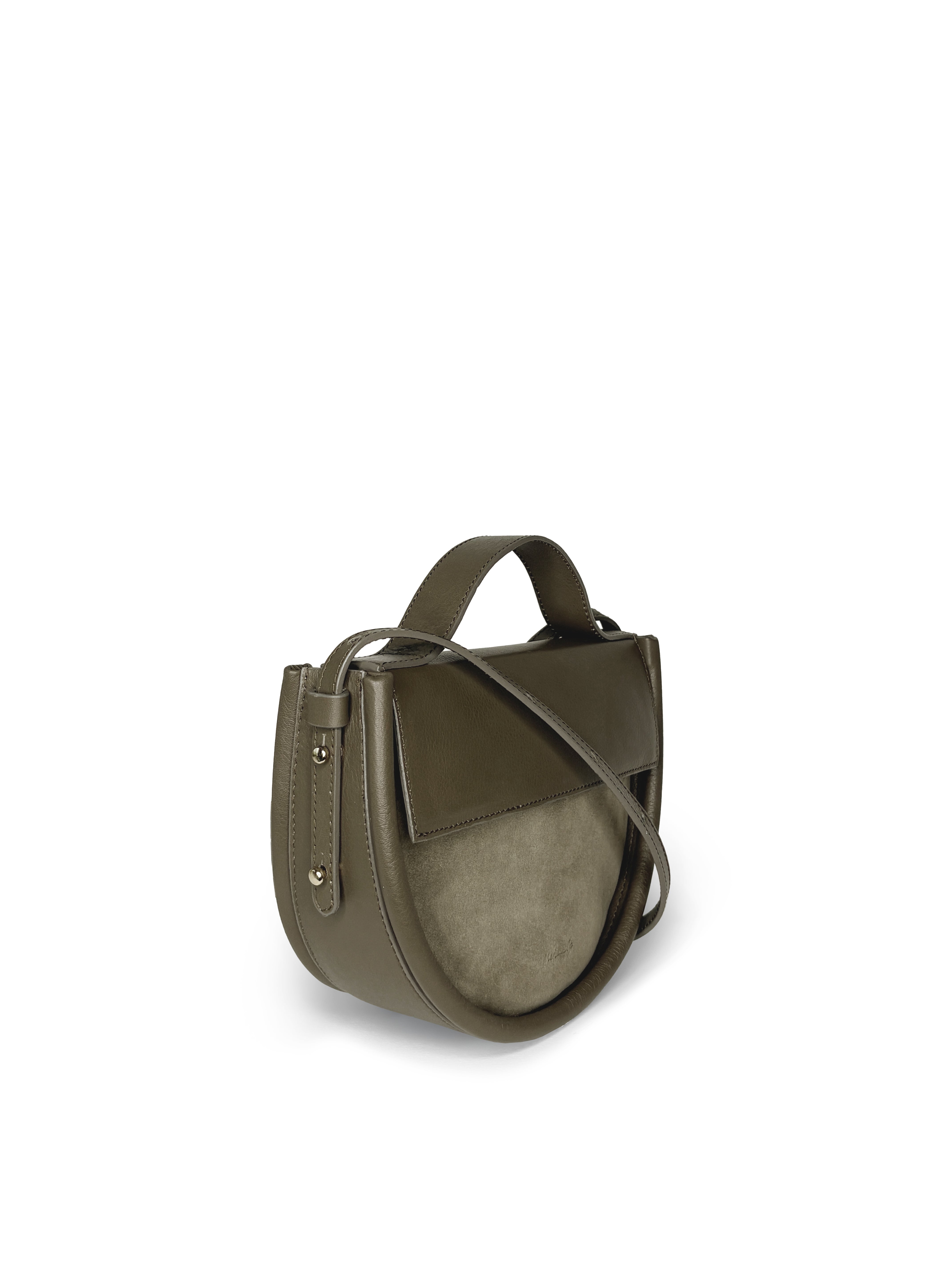 NINA BORSA A TRACOLLA OLIVA pelle camoscio